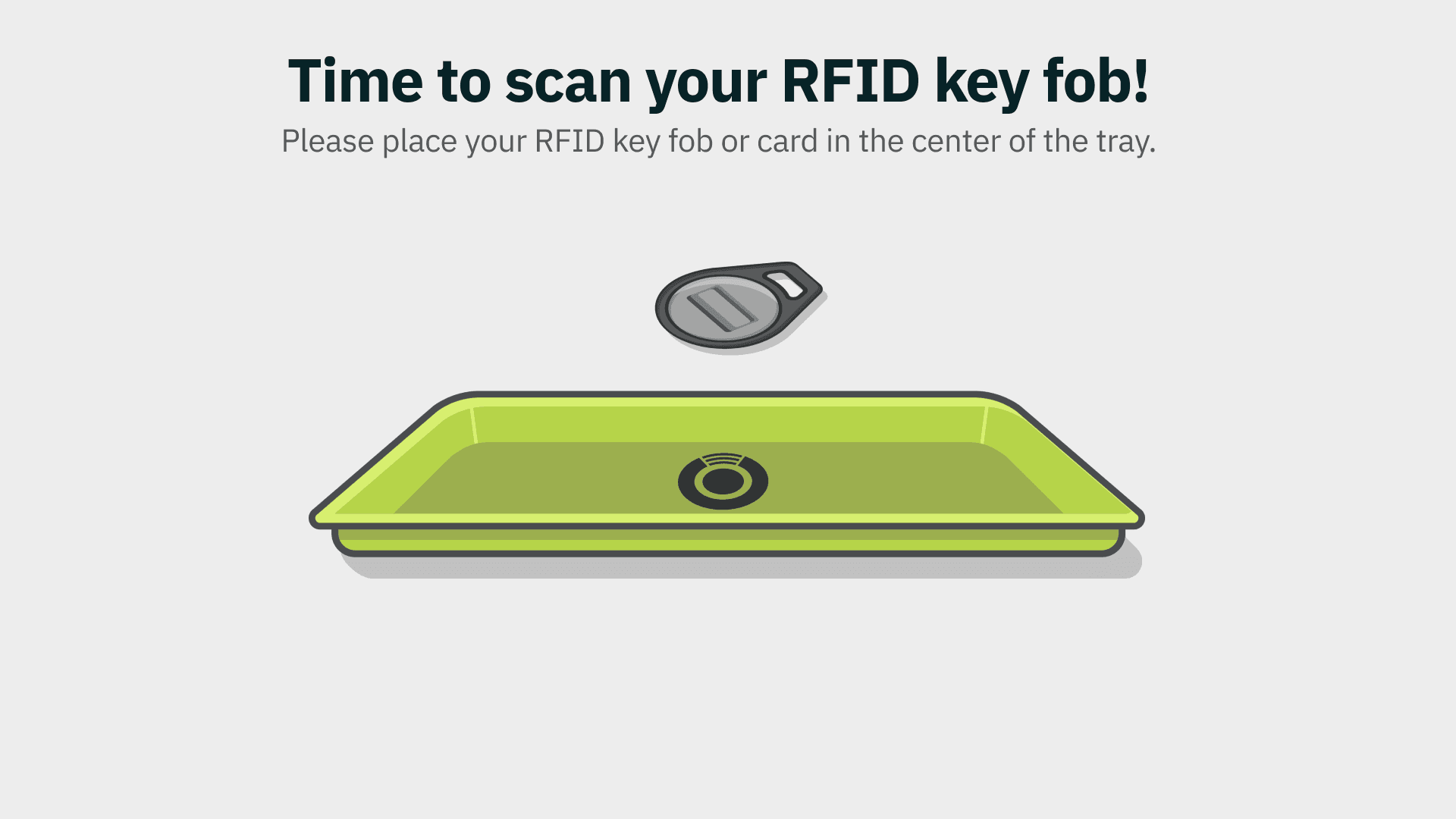 MinuteKey RFID key-fob scanning instruction screen
