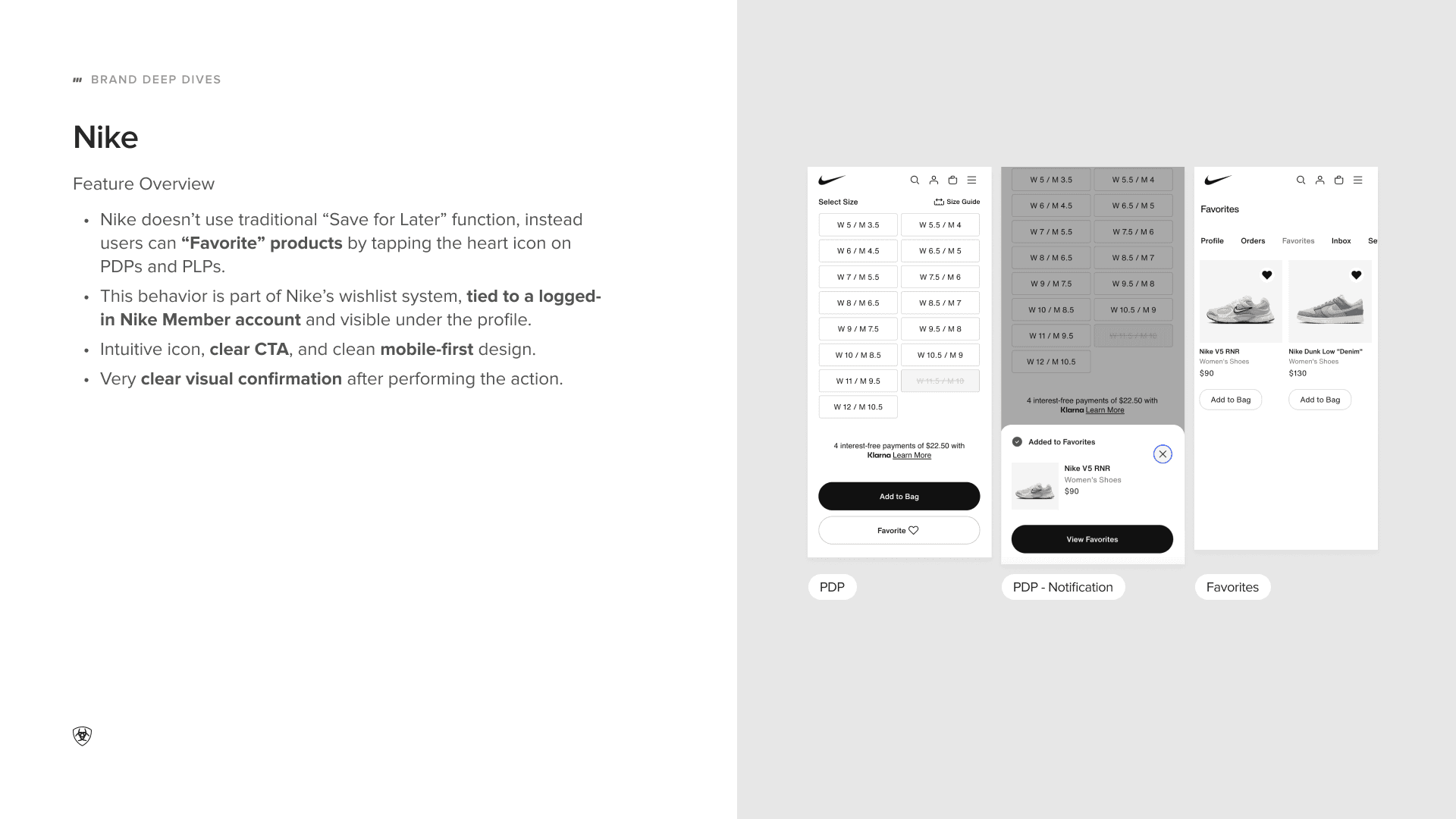 NIKE Save for Later benchmark slide