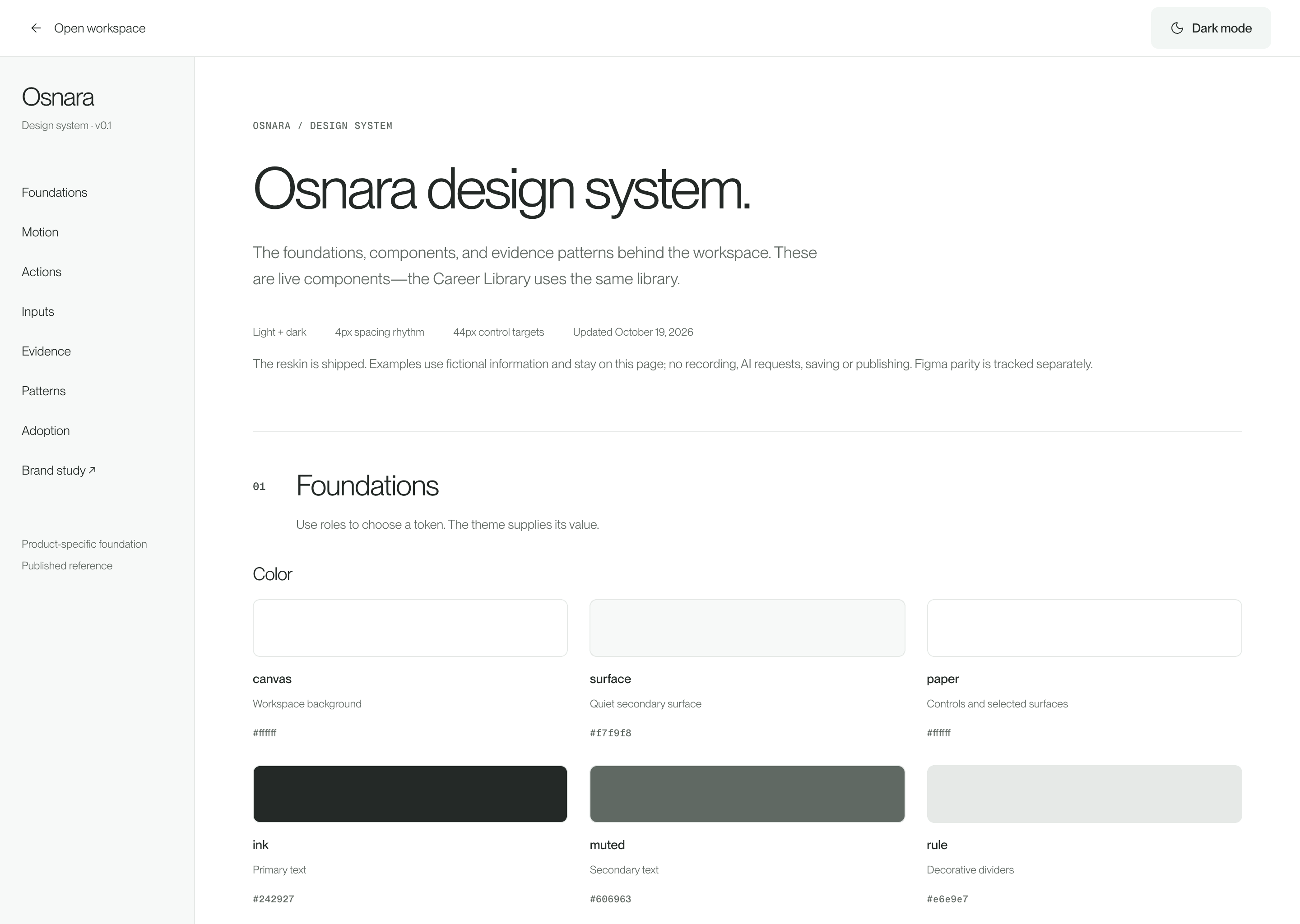 Osnara’s design system, in context
